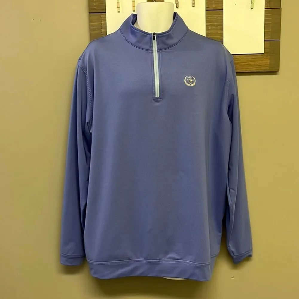 Peter Millar Wicking Heather Purple Long Sleeve 1/4 Zip Mock Neck Pullover- XXL